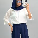 شومیز و کراپ زنانه دوتیکه راه راه 010260