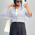 شومیز زنانه راه راه ریز 010274