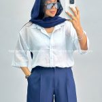 شومیز زنانه شیشه ای راه راه 010259