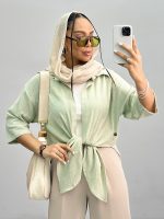 شومیز زنانه دو تیکه پایین گره 010275 - Image 2