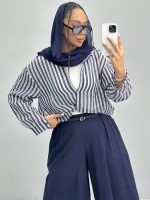 شومیز زنانه دوتیکه راه راه 010276 - Image 4