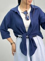 شومیز زنانه دو تیکه پایین گره 010275 - Image 4