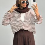 شومیز زنانه دوتیکه راه راه 010276