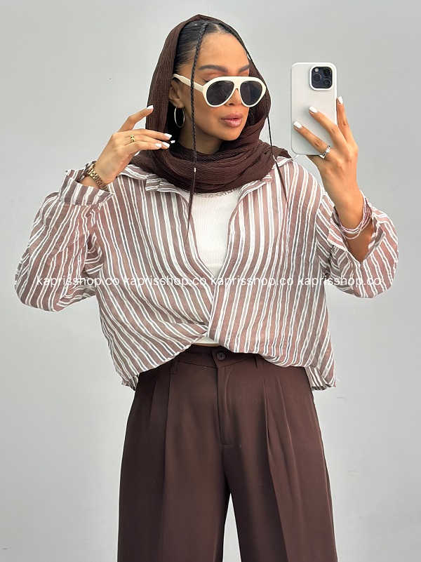 JPWA7950 شومیز زنانه دوتیکه راه راه 010276 - Image 1