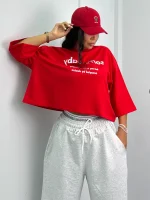 تیشرت باکسی قرمز زنانه 4212 - Image 3
