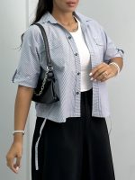 شومیز زنانه راه راه کمر گتر 010301 - Image 2