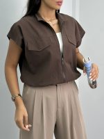 وست زنانه لینن جیب بالا 010330 - Image 5