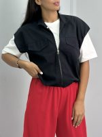 وست زنانه لینن جیب بالا 010330 - Image 4