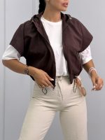 وست زنانه لینن کلاه دار 010342 - Image 3