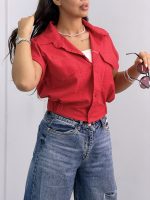 وست زنانه لینن دو جیب 010340 - Image 3