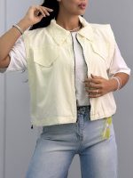 وست زنانه لینن جیب نما 010344 - Image 2