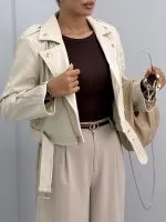 کت چرم زنانه کوتاه زارا 010353
